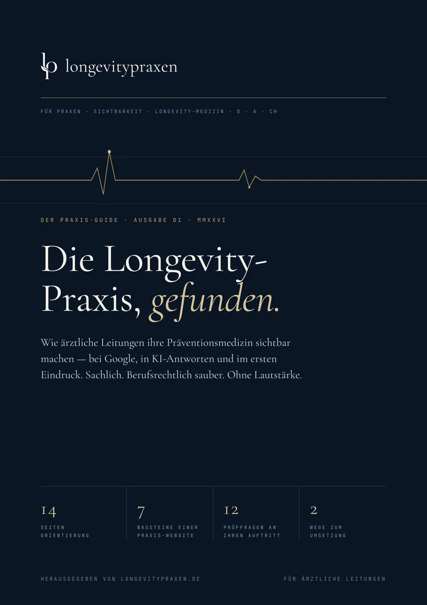 Cover des Praxis-Guides 2026: Die Longevity-Praxis, gefunden.